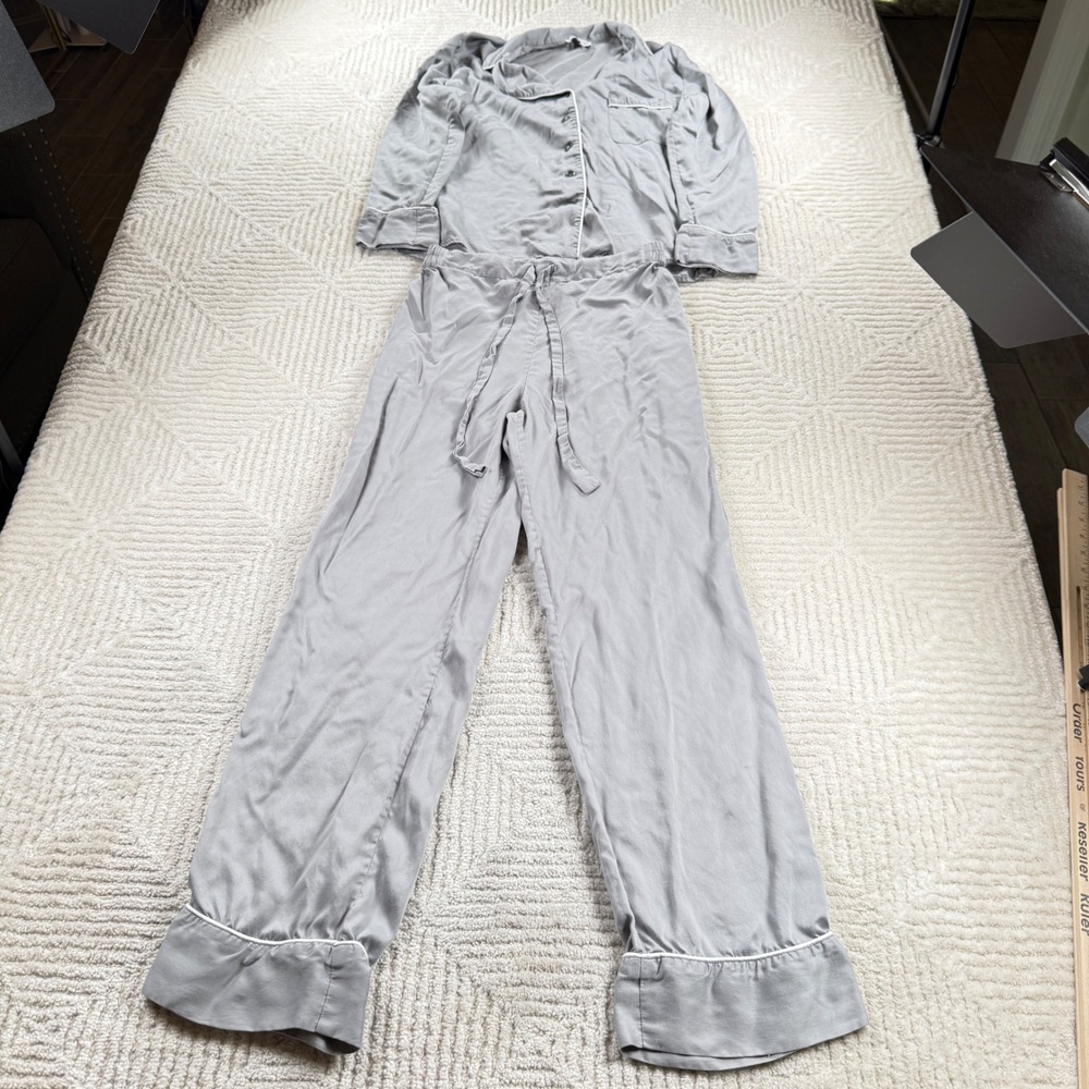 Ettitude Pajama Set Womens S/M Gray Bamboo Lyocell Charcoal Sleepwear Lounge